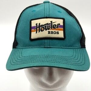 Howler Bros Mens Teal Black Mesh Snapback Trucker Hat Retro Logo Patch Cap